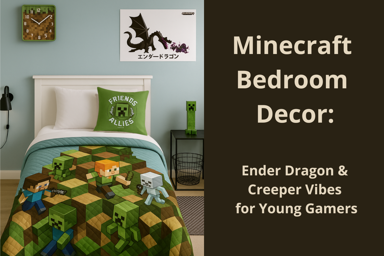 Read more about the article Minecraft Bedroom Decor: Ender Dragon & Creeper Vibes for Young Gamers